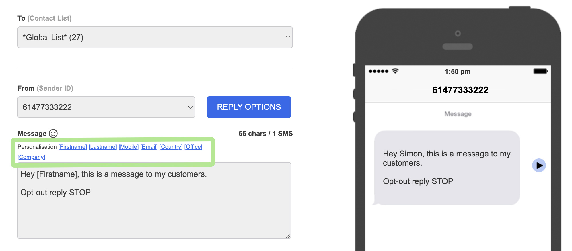 How to send an SMS message